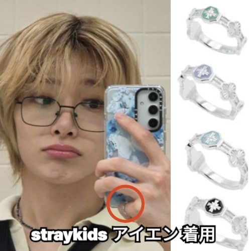【正品】【Stray kids IN アイエン 着用】musee.art Cross angle flower miss ring シルバーリング/Stray kids アイアン愛用の指輪/