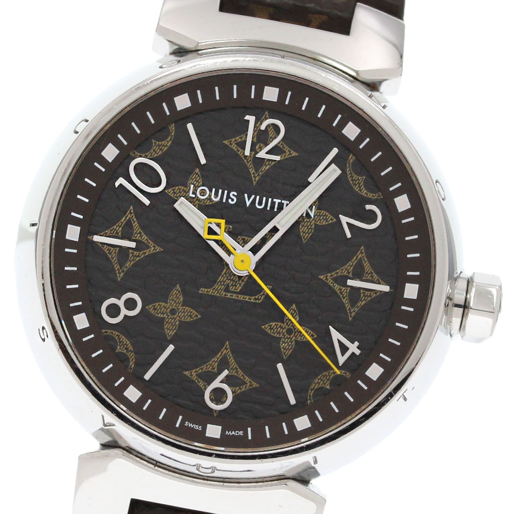 ルイ・ヴィトン LOUIS VUITTON QA071 タンブールモノグラム 34 クォーツ レディース 内箱・保証書付き_849225【中古】