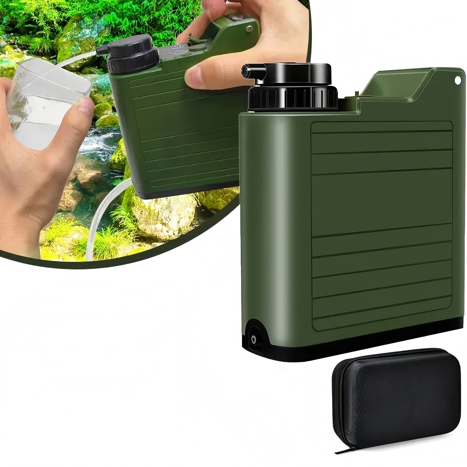 電気式携帯用浄水器 - 0.01ミクロン 5段階浄水器 サバイバル 緊急照明付き 浄水システム キャンプ バックパッキング ハイキング 旅行用