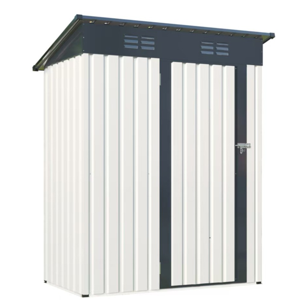 【国内発送&送・料・無・料】【ブラック+ホワイト三角棚あり補強フレーム付き】物置屋外 頑丈 大型 大型物置 倉庫 戸外収納庫 防水/耐侯/鍵付き 収納可能 物置 ガーデン/庭/田畑/農場 大容量 スチ