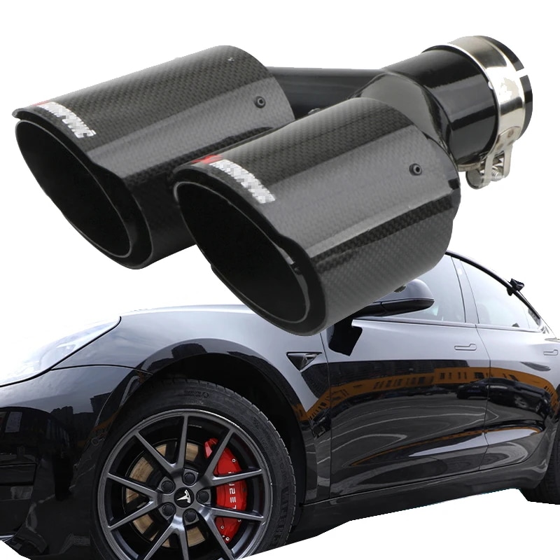 ステンレス鋼のY字型ダブルエキゾーストマフラー,AK純正カーボンファイバーエキゾーストチップ,ユニバーサルサイレンサー,改造されたacesoriカー