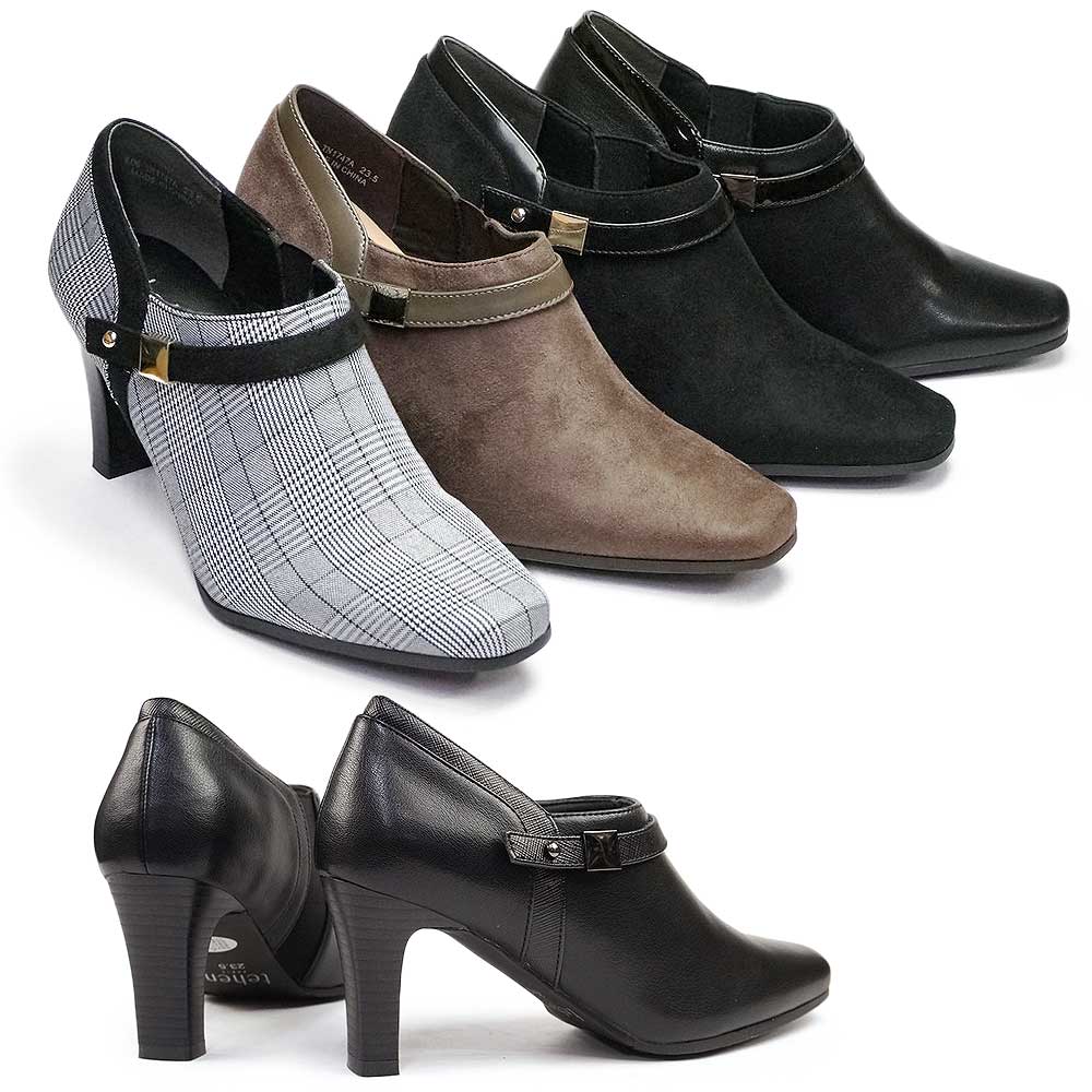 パンプス TN1747 レディース ブーティ スクエアトゥ 制菌・消臭 美脚 コンビ カジュアル ベルト
