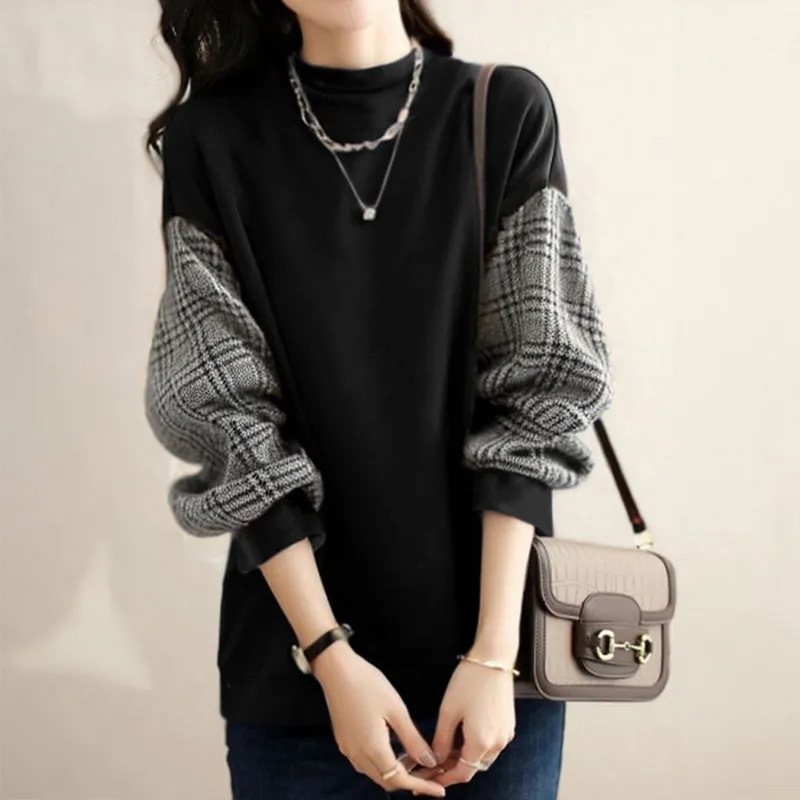 【上質】 個性的なデザイン目を奪われる配色切り替えハーフネックスウェット