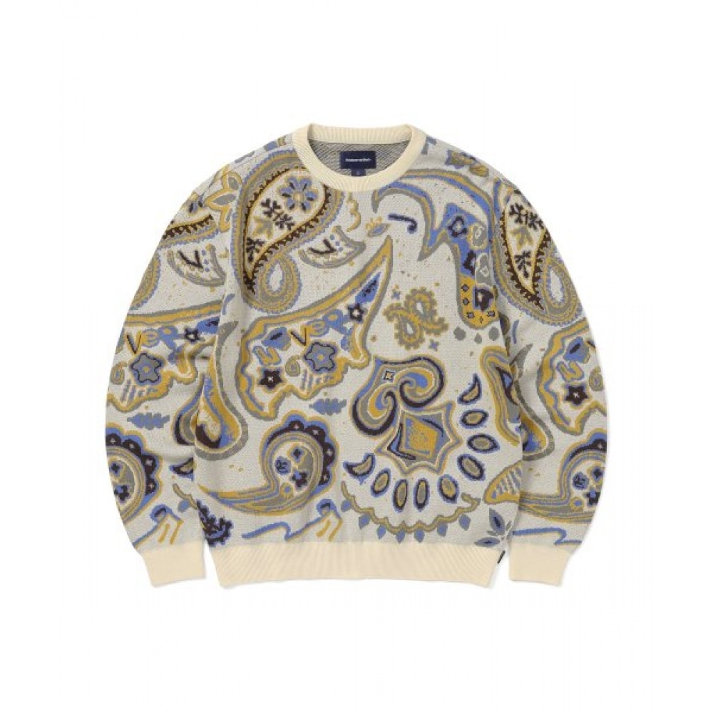 これは決してあんなものではない（これは決してそうではない）ペイズリージャカードニットセーターアイボリー