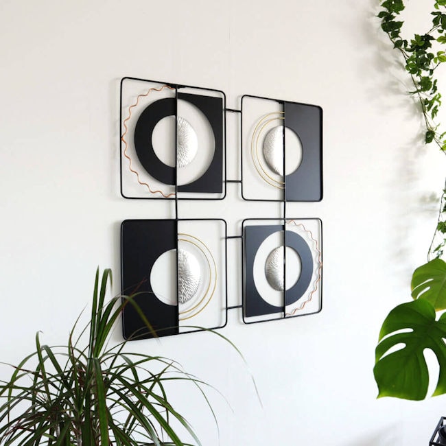 アイアン壁掛けウォールアートブラックシルバー 壁飾り アートパネル インテリア 玄関 リビング ウォールデコ（641） 7,600円