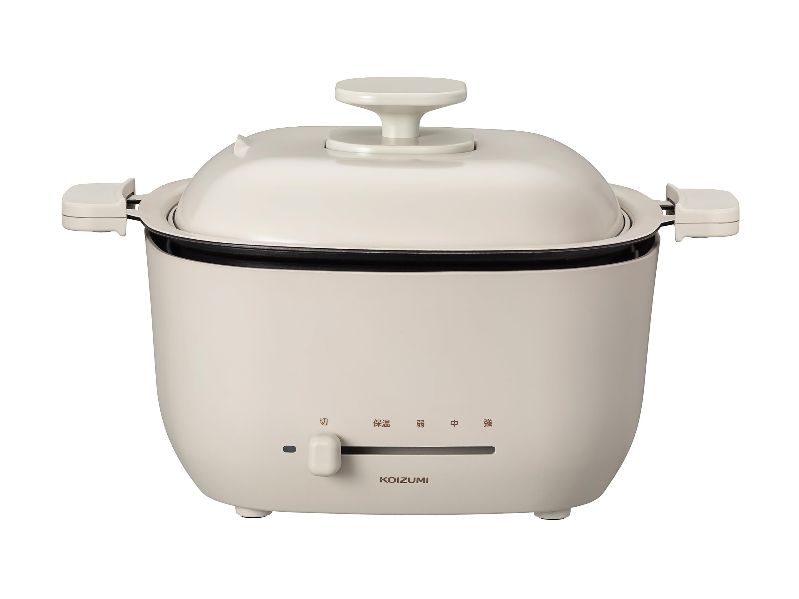 コイズミ ミニグリル鍋 電気鍋 一人用 コンパクト 無段階温度調節 取っ手付き ベージュ KHP-0651/C