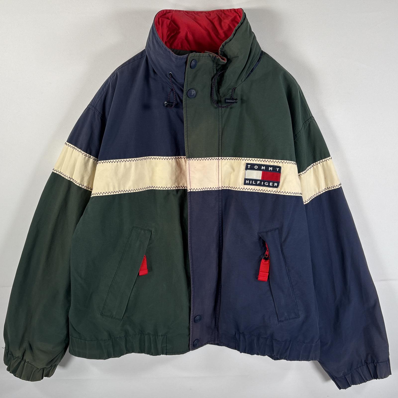 古着 90s/90年代 セーリングジャケット フリースライナー ワンポイントロゴ グリーン ネイビー メンズ