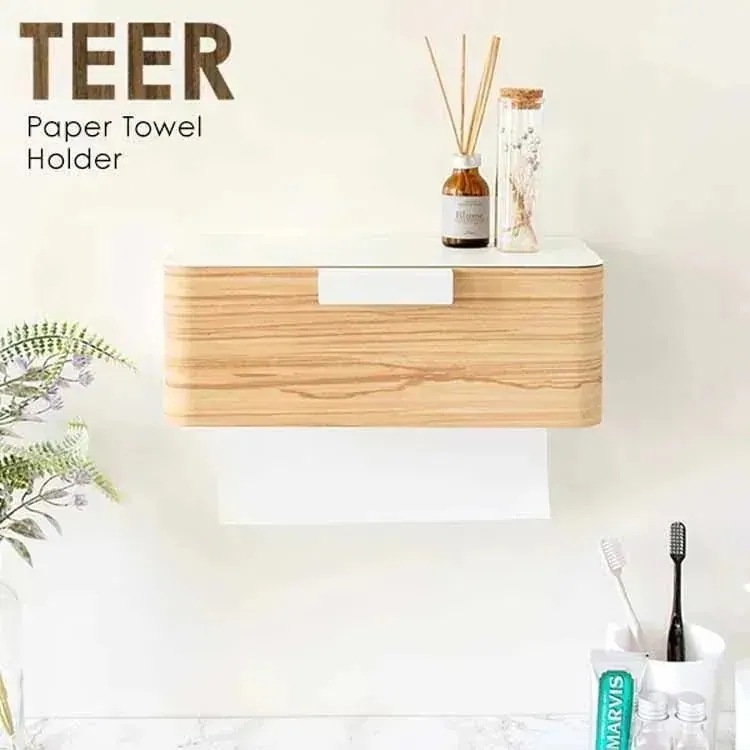 【目玉商品】ペーパータオルホルダー TH-1600M TEER（ティール） ティッシュケース 省スペース 洗面台 キッチン 木目柄 完成品 メガ割