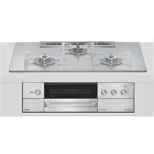 ビルトインガスコンロ プロパンガス用 両側強火タイプ 3口 75cm RHS72W38M14RNSTW-LP アローズホワイト DELICIA
