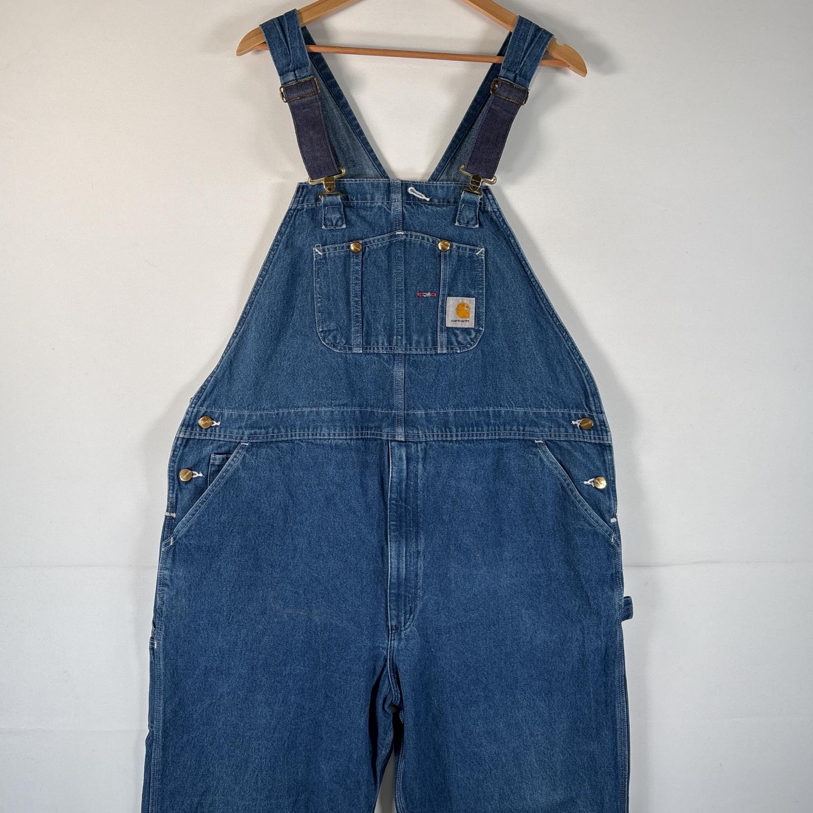 古着 オーバーオール デニム ワーク ワンポイントロゴ ペインター 大きいサイズ ハンマーループ w48 L32 ブルー系 メンズ