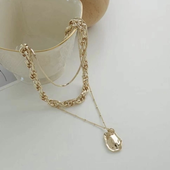 【取寄：納期2週間】ネックレス セット チェーン ゴールド レディース 女性 揺れる プレゼント 可愛い 大人 アズキチェーン きれいめ ネックレス セット チェーン ゴールド レディース 女性