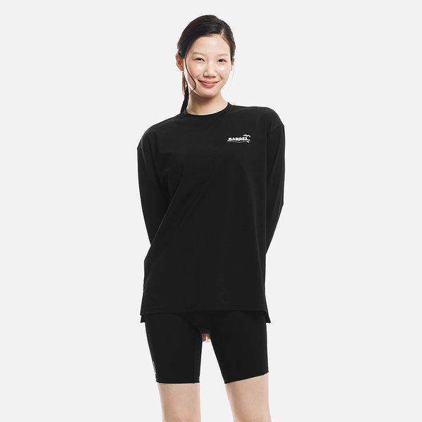 [] 女性ルーズフィットアートワークラッシュガードブラック（B6SWWRG002BLK）