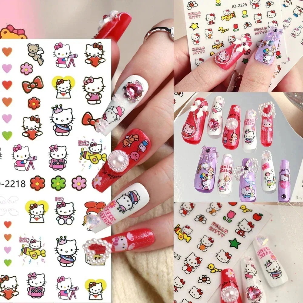 【10点セット】かわいい キティ ネイルステッカー ネイルシール キャラク 簡単貼り付け ネイルサロン ネイルアート ネイルパーツ ジェルネイル セルフお家ネイル