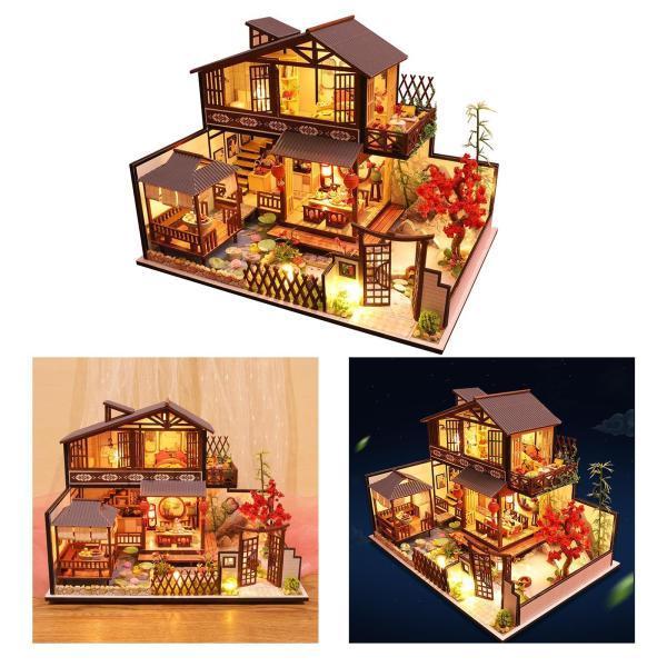 装飾品で手作りされたライトキャビンモデルのクリエイティブDIYドールハウスキット