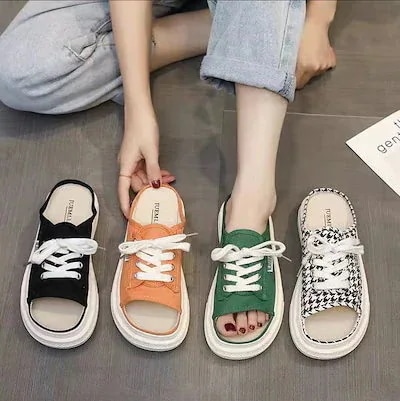 [送料無料]新作入荷韓国ファッション スニーカー ハーフドラッグ 通勤メサンダルス シンプル母の日