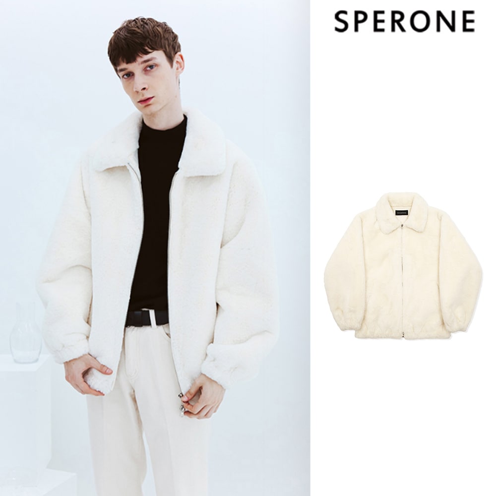 [SPERONE] Unisex Fur Zip-Up Jacket