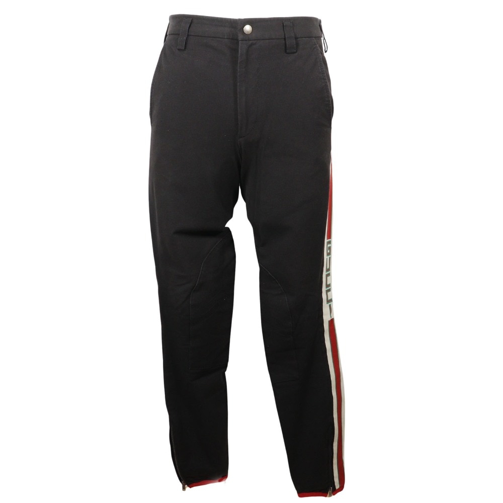 サイドライン ギャバジン ストレッチパンツ 18SS 495695 パンツ コットン ポリウレタン 黒 メンズ 中古品
