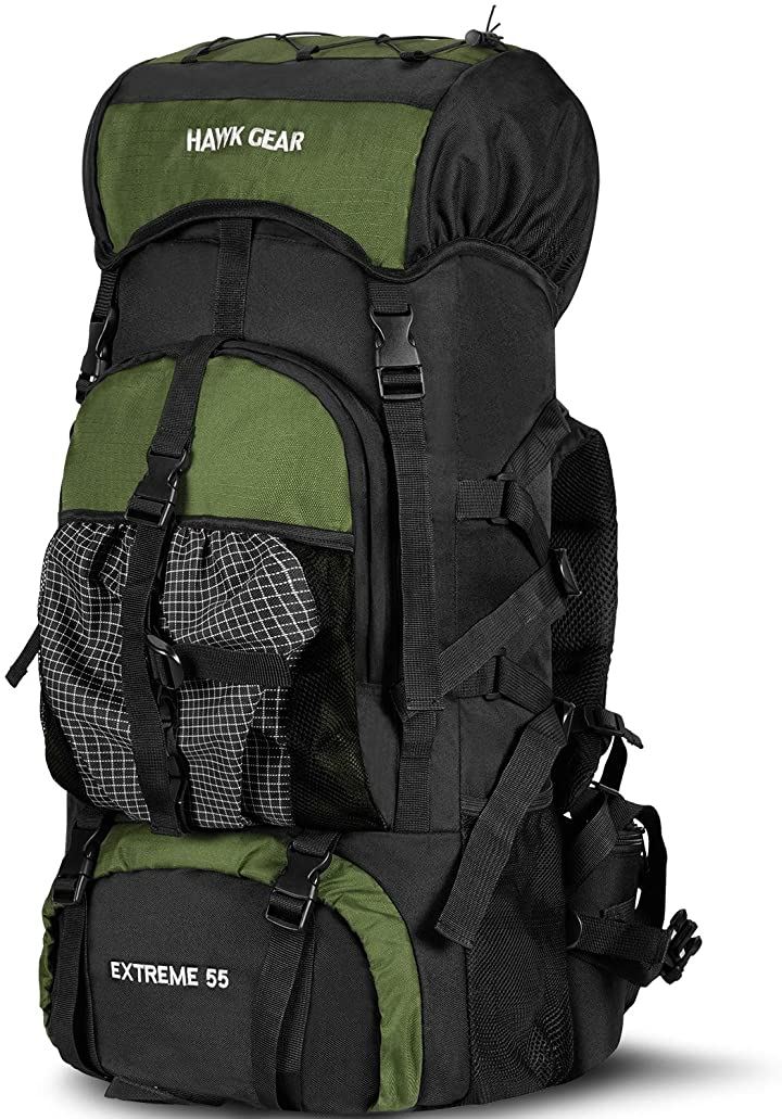 バックパック 55L 防水 大容量 レインカバー ザック 長期旅行 防災 災害(モスグリーン, Free Size)