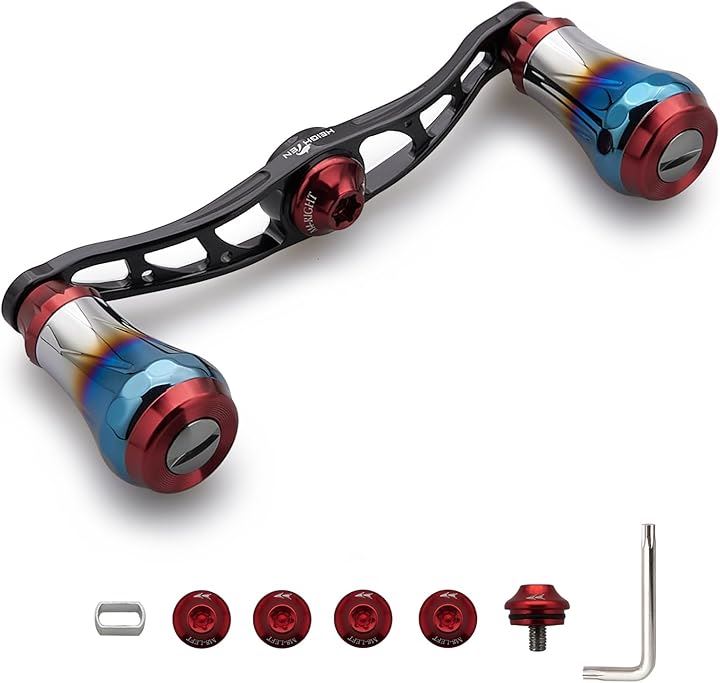 ベイト リール ハンドル 航空アルミ製 シマノ ダイワ アブガルシア 通用 ベイトリール Aurora 0033(V2.0 - 90mm - ブラック＆ワイン)