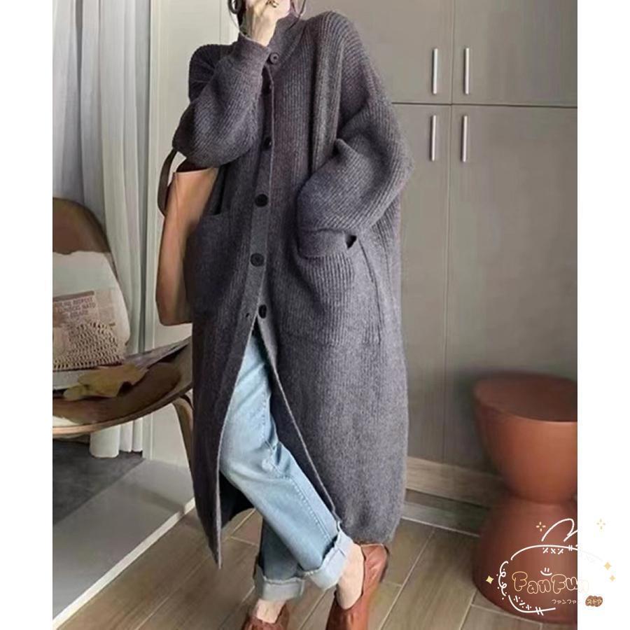 新商品特価 ロングニットカーディガン 厚手レディース