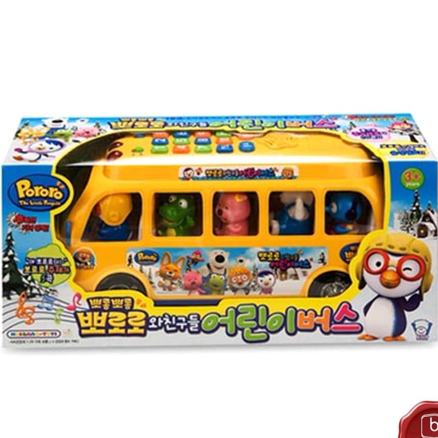 ポロロ スクールバス おもちゃ - 韓国アニメーション『ポロロ』メロディ LEDカー子供向け役割遊びセット韓国語/英語対応 韓国アニメ正品
