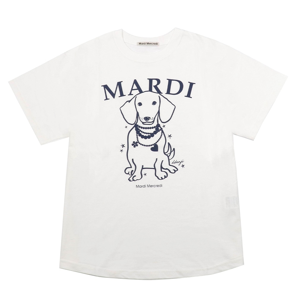 Tシャツ TSHIRT SWING THE TAIL DDANJI PEARL NECKLACE IVORY NAVY 半袖 レディース 韓国 ファッション アパレル