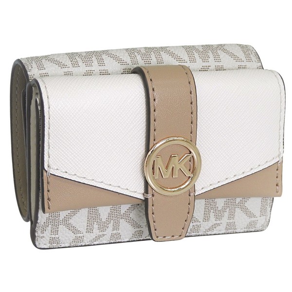 マイケルコース 財布 レディース 三つ折り財布 アウトレット ホワイト×ベージュ 35R6GGRD0B-605 MICHAEL KORS