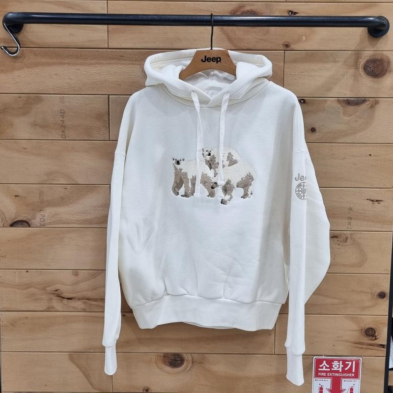 女性用クマ三毛織刺繍起毛パーカー JO1THF058IV