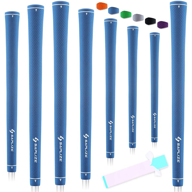【８本セット】SAPLIZE セープライズ 点状の滑り止めパターン ラバー純色 ゴルフグリップ アイアンやウッドクラブ用 ブルー 8本