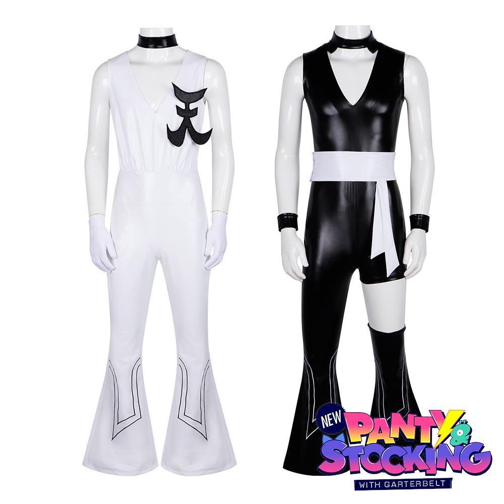 パンティ&ストッキングwithガーターベルト Polyurethane Polyester ストレッチレザー コスプレセット ジャンパー着