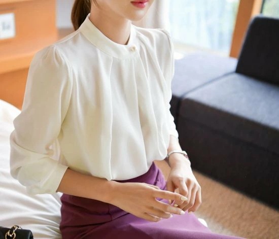 ブラウス レディース 白 シャツ 長袖 トップス 春 夏 可愛い シフォン パール ブラウス レディース 白 シャツ 長袖 トップス 春 夏 可愛い シフォン パール