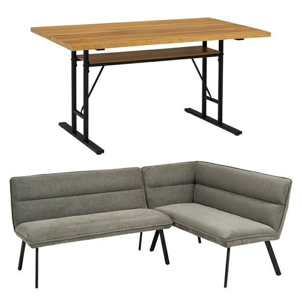 LT-4770NA-ロイス2P右肘S-DGY ナチュラル/右肘ダークグレー ダイニング3点セット メーカー直送 43,758円