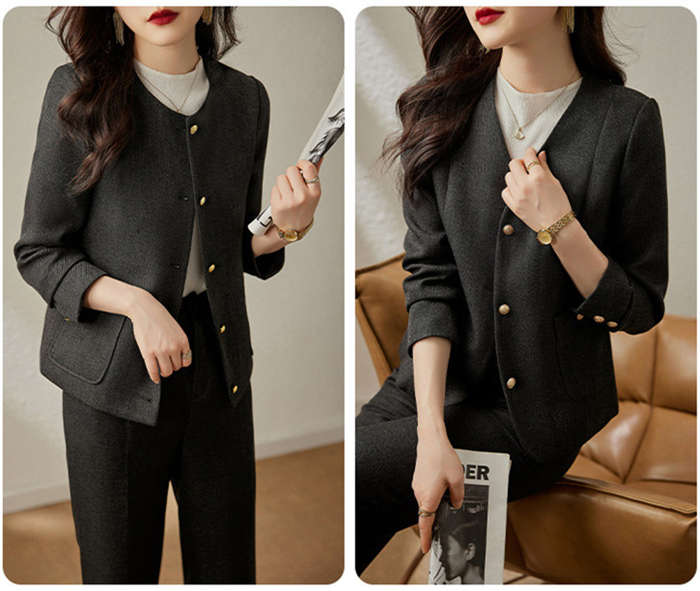 スーツ レディース セットアップ パンツスーツ ツイード風 レディース ジャケット リクルートスーツ ノーカラー 長袖 春 秋 フォーマルスーツ 体型カバー ブラックフォーマル ママスーツ フォーマル
