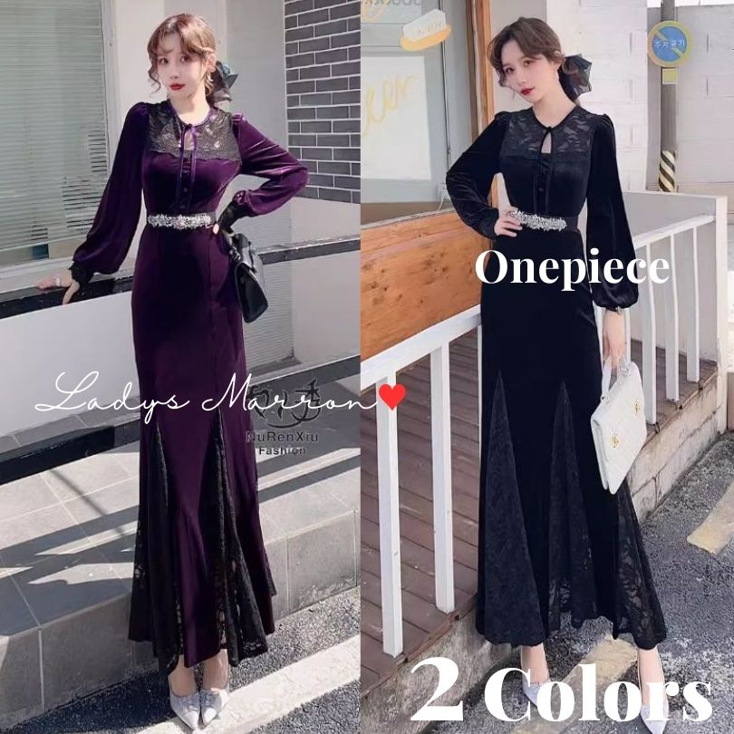 【即納】結婚式 タイトドレス マーメイドドレス お呼ばれドレス 結婚式 ドレス 黒 パーティードレス 韓国 オケージョンドレス ベロアワンピース 成人式ドレス 同窓会ドレス ベルベットドレス ベロアド