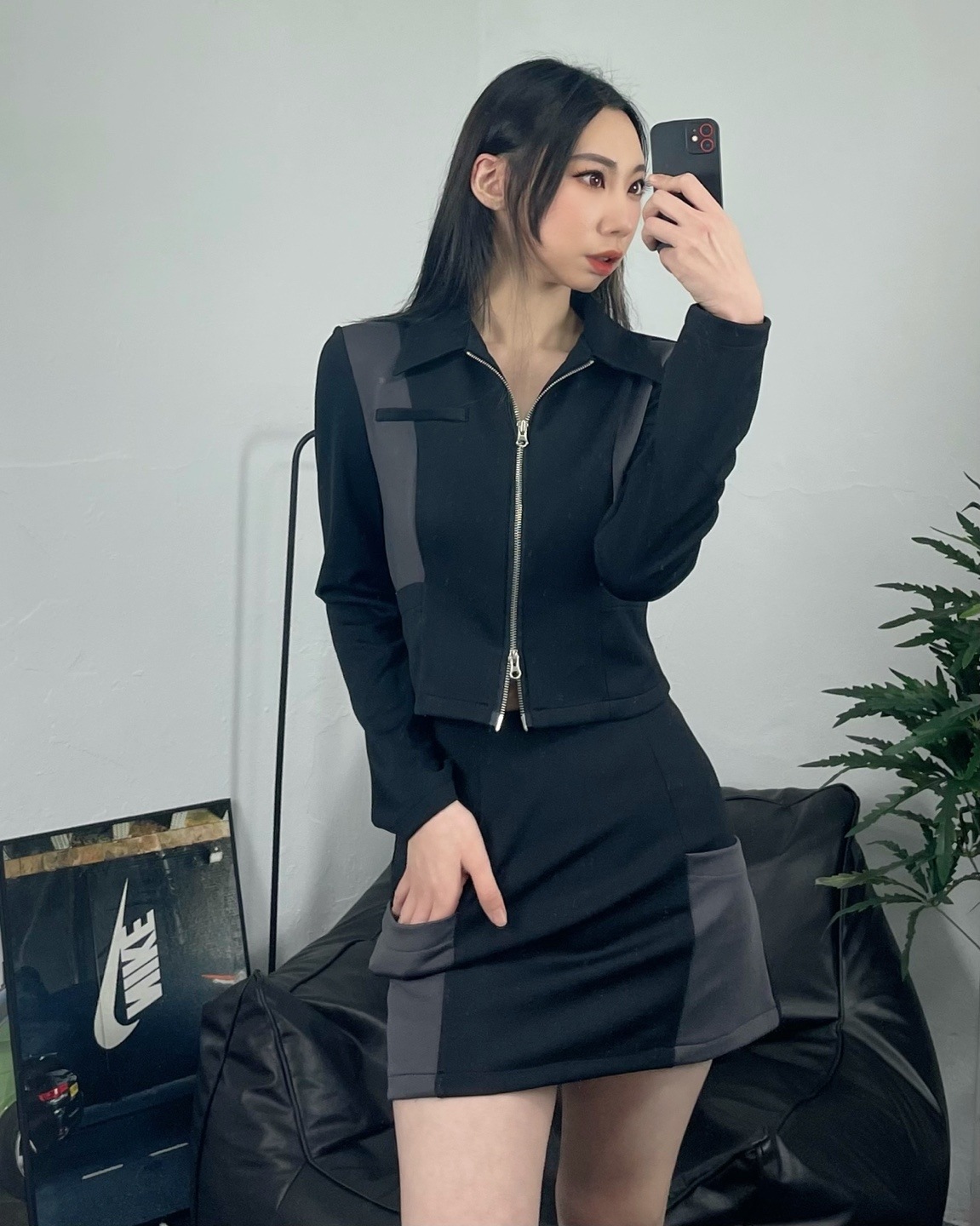 [韓国 生産/ユニークヒップ!] Prismatic color two-way zip-up jacket/プリズム配色ツーウェイジップアップジャケットアウタージャケット配色ツーウェイジップアップセ