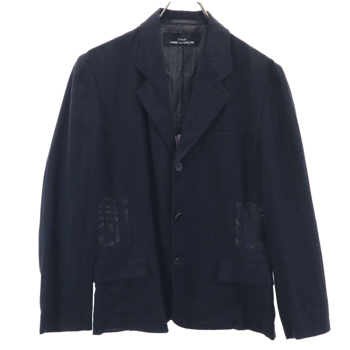 tricot COMME des GARCONS トリコットコムデギャルソン 80s 1989年 ヴィンテージ 日本製 ストライプ柄 テーラードジャケット ブラック メンズ 古着