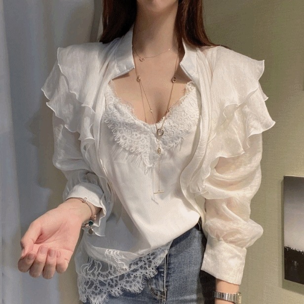 シアー フリル ラッフル ブルゾン 季節の変わり目 夏 ジャケット