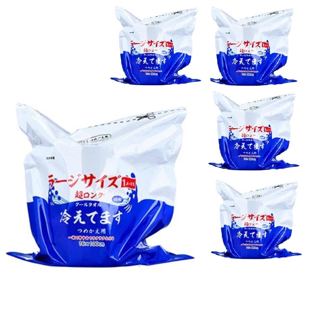 クールタオル 冷えてます iiもの本舗　バケツタイプ替え用 60枚入り５個セット 厚手 16×100 超ロングシート　冷感 さらさらパウダー