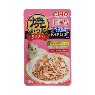 他サイト： いなば　焼かつおディナー　６袋入　焼かつお　子ねこ用　かつお節・ほたて貝柱入り　５０ｇX６　ＣＲＣ35―60―42―00―00の商品画像