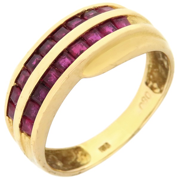 リング 指輪 ルビー リング K18YG ルビー イエローゴールド×レッド 750YG 18K レッド 赤 10号【中古】