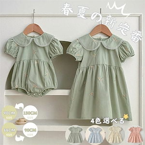 イチオシ商品ワンピース 女の子 半袖 キッズ ベビー 子供服 ロンパース 小花柄 全4色 ベージュ グリーン ピンク ブルー シンプル かわいい 服 カジュアル プレゼント ギフト 66 7