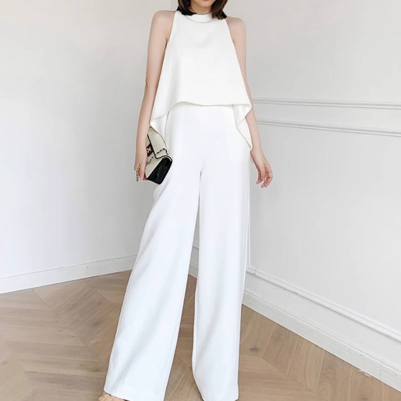 【激安販売】レディース パンツ ボトムス ロングパンツ ワイドパンツ ジャンプスーツ ロング 袖なし ノースリーブ ワイド かわいい 大人可愛い きれいめ シンプル カジュアル 上品 おしゃれ かっこ