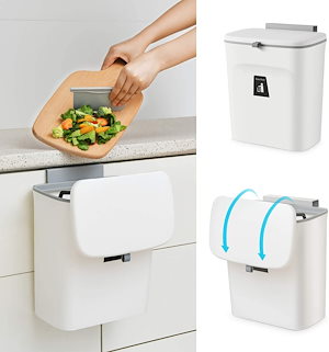 壁掛けゴミ箱9L 腰の負担軽減 大口径 フリップ＆スライダー2way蓋開け方 匂い漏れ防ぐ 夏