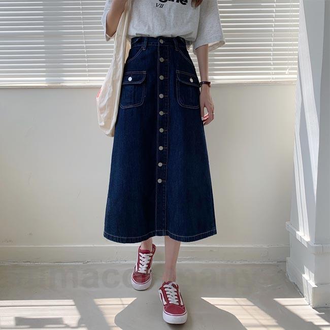 デニムスカート ロング丈 レディース スカート Aライン ロングスカート マキシ丈 体型カバー デニム マキシ丈スカート スリット入り レトロ