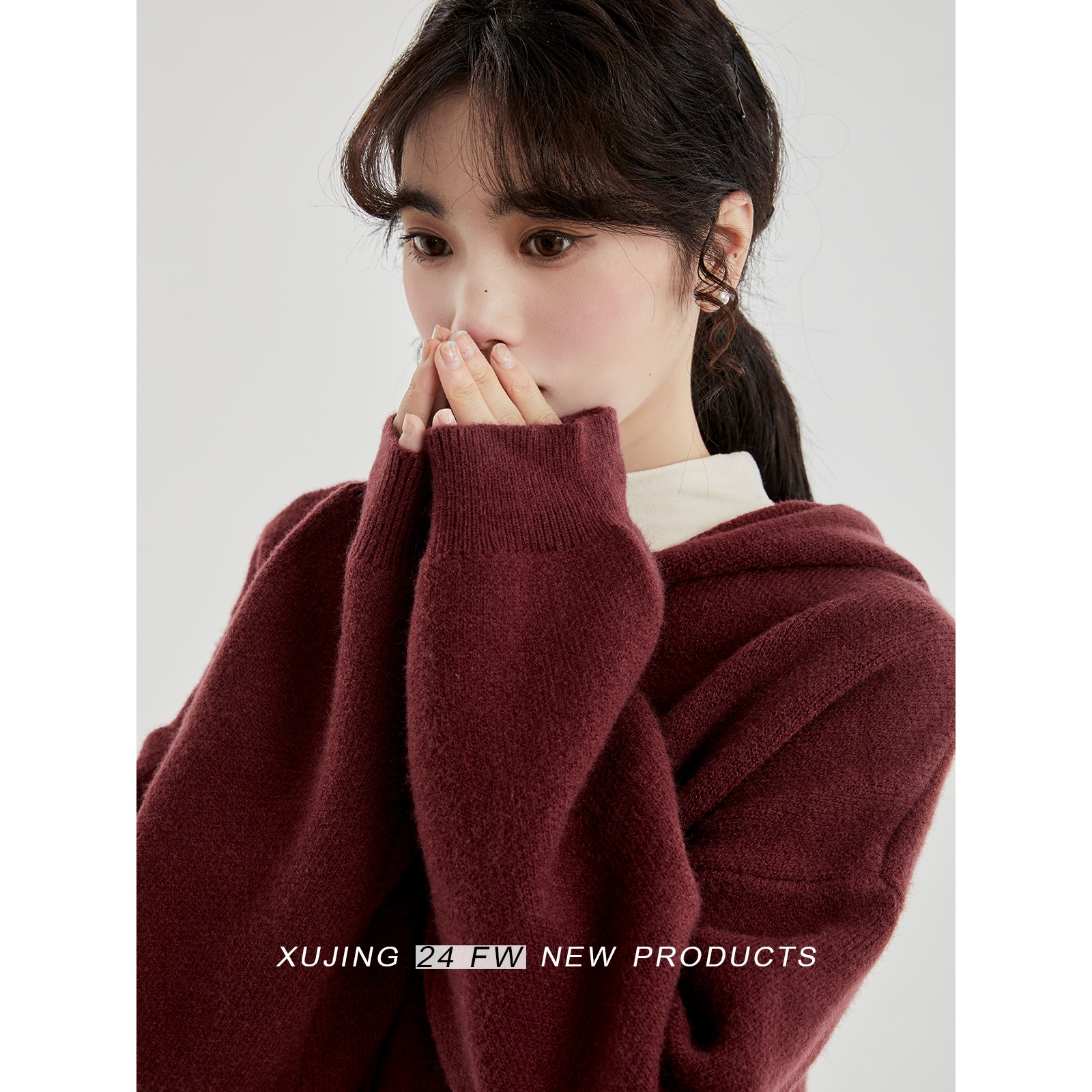 赤龍年限定版フード付きニットセーターカーディガンレディース2024初秋新作シングルブレストトップス