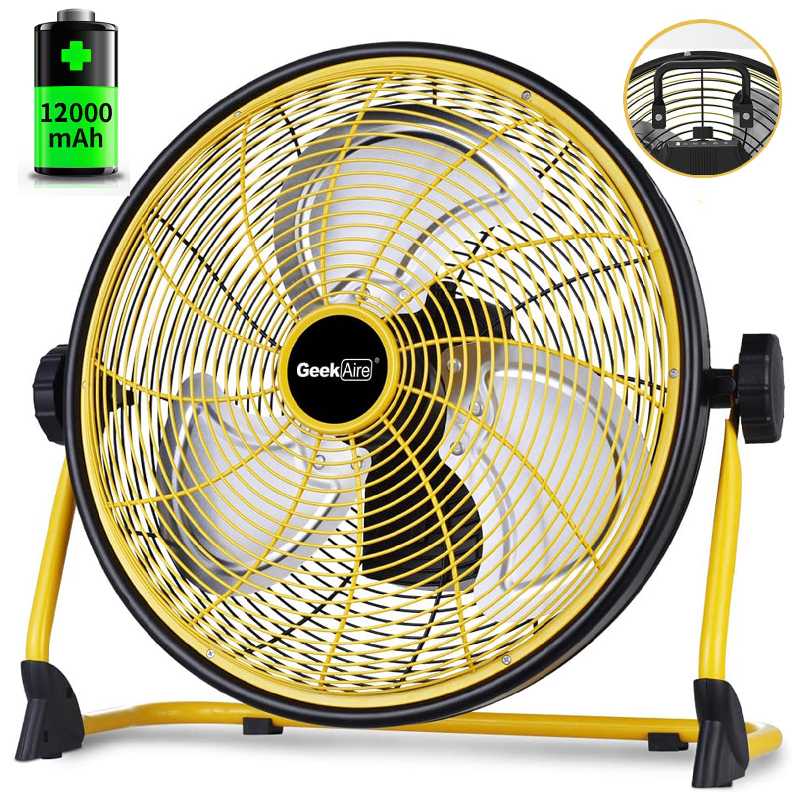 工場扇 業務用 大型扇風機 充電式扇風機 災害対策 41cm 12000mAh 最大24時間連続使用 バッテリー駆動ファン 風量無段階調節 ACアダプタ 屋外用 家庭用 農場用 フロアファン 送風機