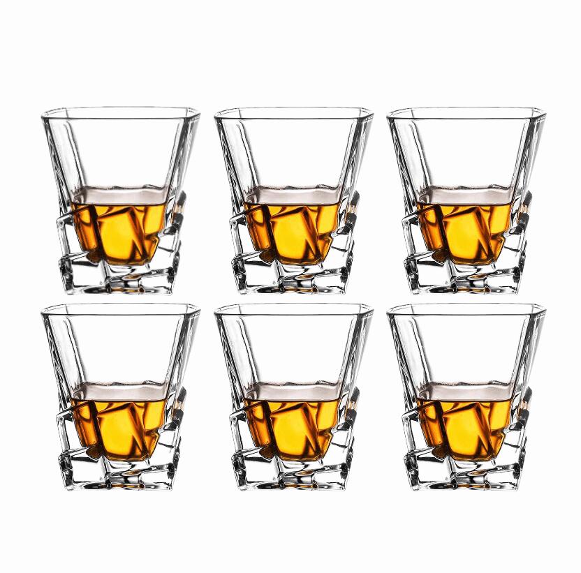【6個セット】居酒屋スタイル ウイスキー・ブランデー用無鉛ガラスグラス 欧州風デザイン シングルモルトやカクテルにも ビール・ワイン対応 ギフトセットにも最適