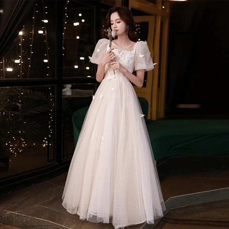 シャンパンカラーのブライズメイドドレスは普通に着用できます 2025 新入生美術試験卒業シーズンホストドレスドレス