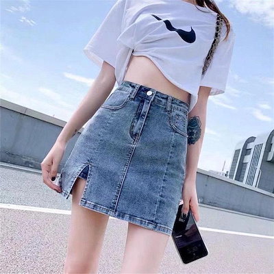 Qoo10] デニムスカートミニスカートAラインデニム
