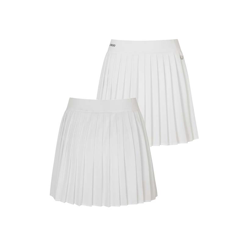 PIQUE PLEATED BANDING SKIRT W/INNER PANTS_White